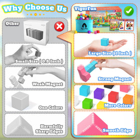 VigorFun safe ABS blocks with smooth edges support worry-free hands-on play.