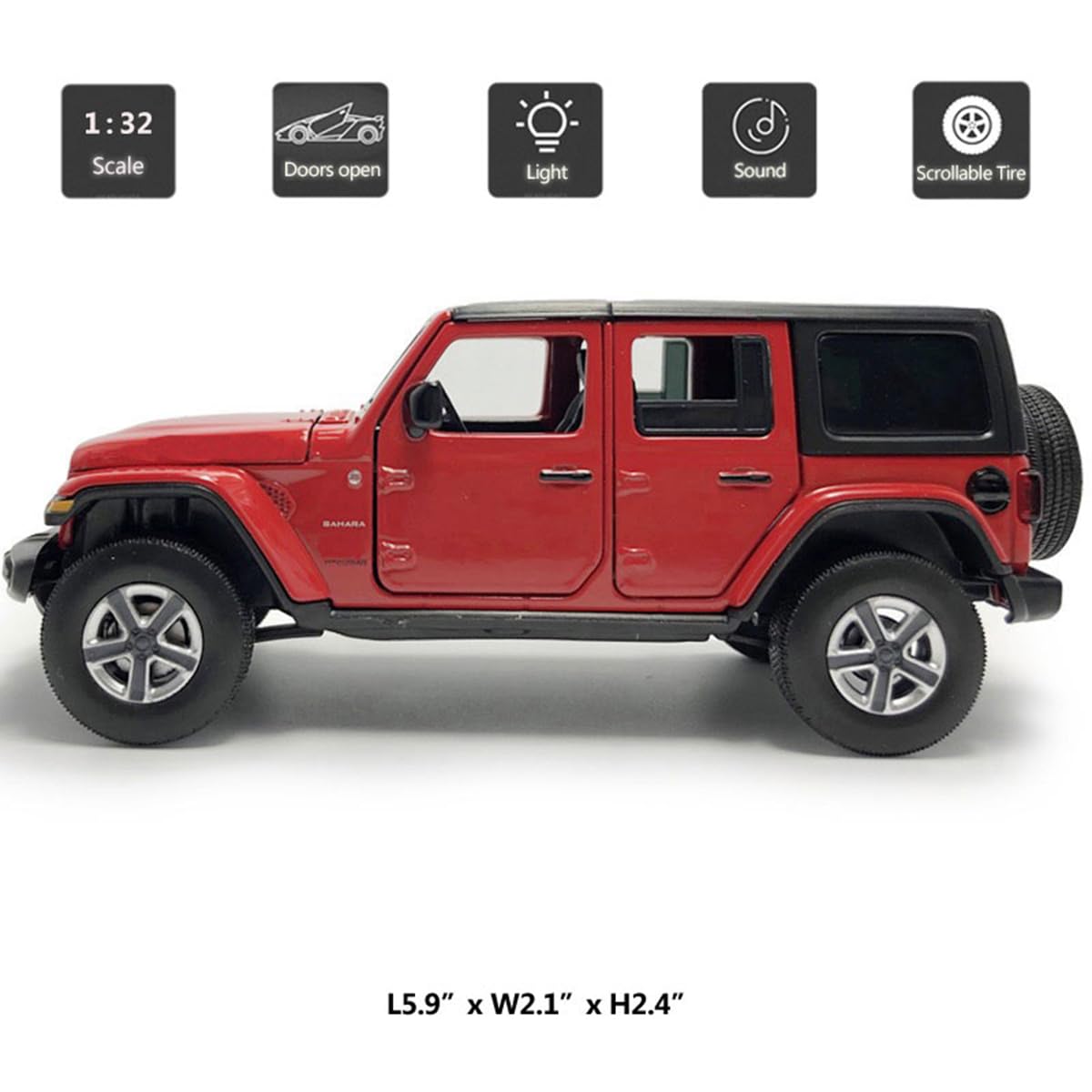 VIIGER Wrangler Sahara hardtop four doors open for realistic access