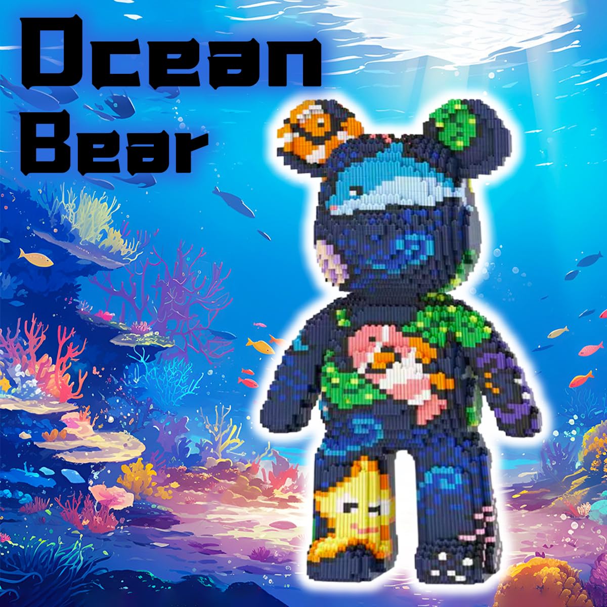VIIOVOIIV Ocean Blue graffiti bear design adds bold room display.
