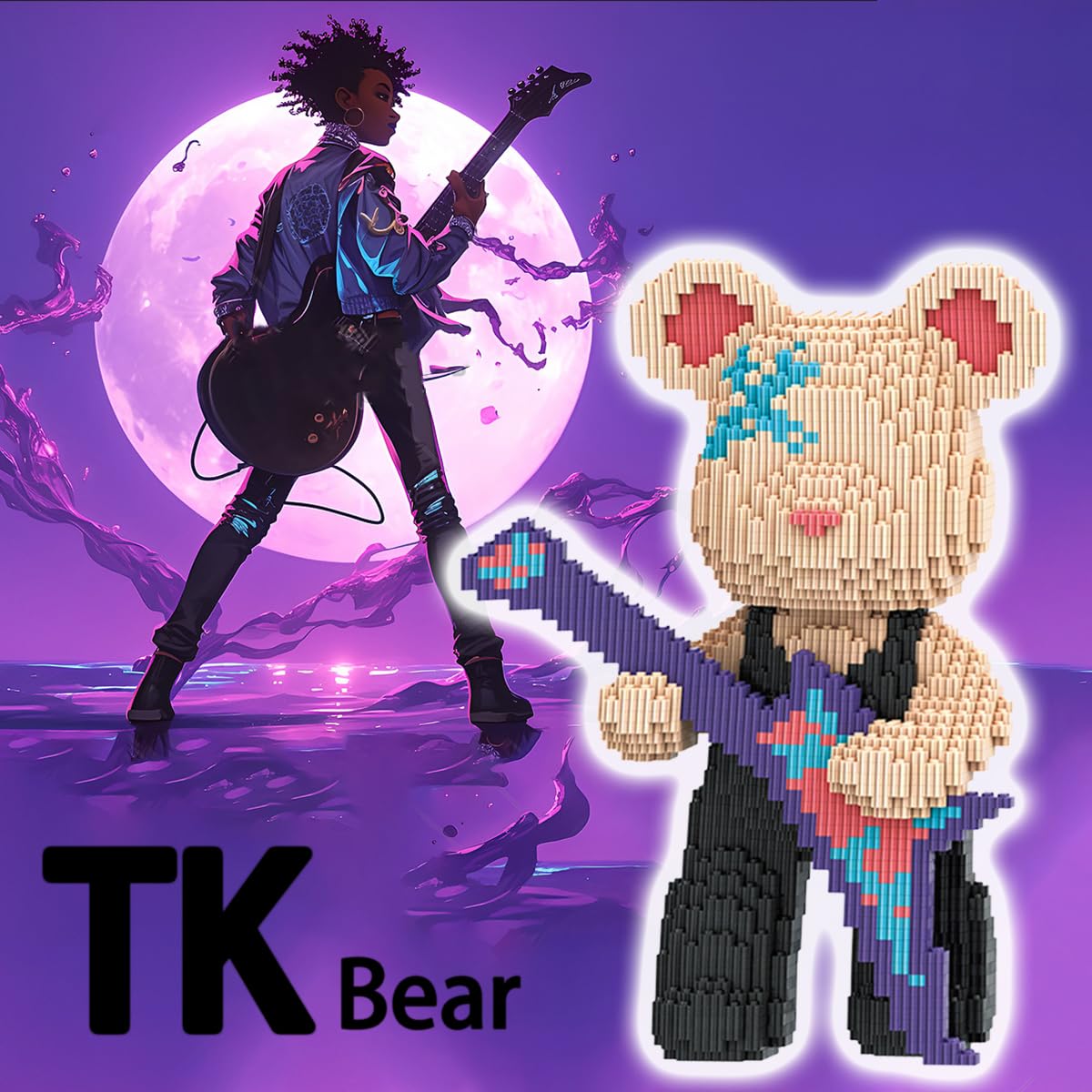 Close-up of guitar detail on VIIOVOIIV TK Teddy Bear blocks