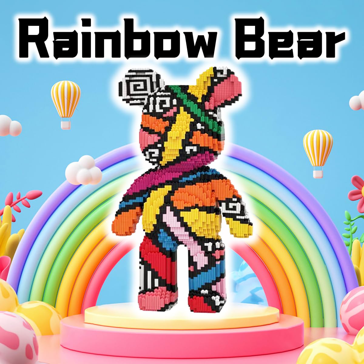 VIIOVOIIV family bonding while building the rainbow bear blocks.