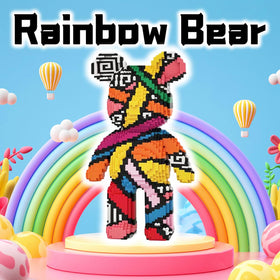 VIIOVOIIV family bonding while building the rainbow bear blocks.