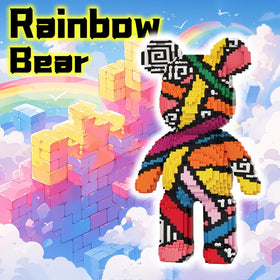 VIIOVOIIV rainbow graffiti teddy bear in progress during assembly, fostering creativity.