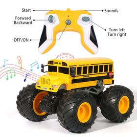 VijiSuki RC school bus side profile showing durable build for outdoor play