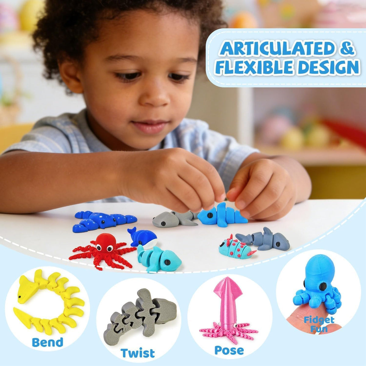 Vileafy ocean animal figures articulated for dynamic storytelling and hands-on learning.