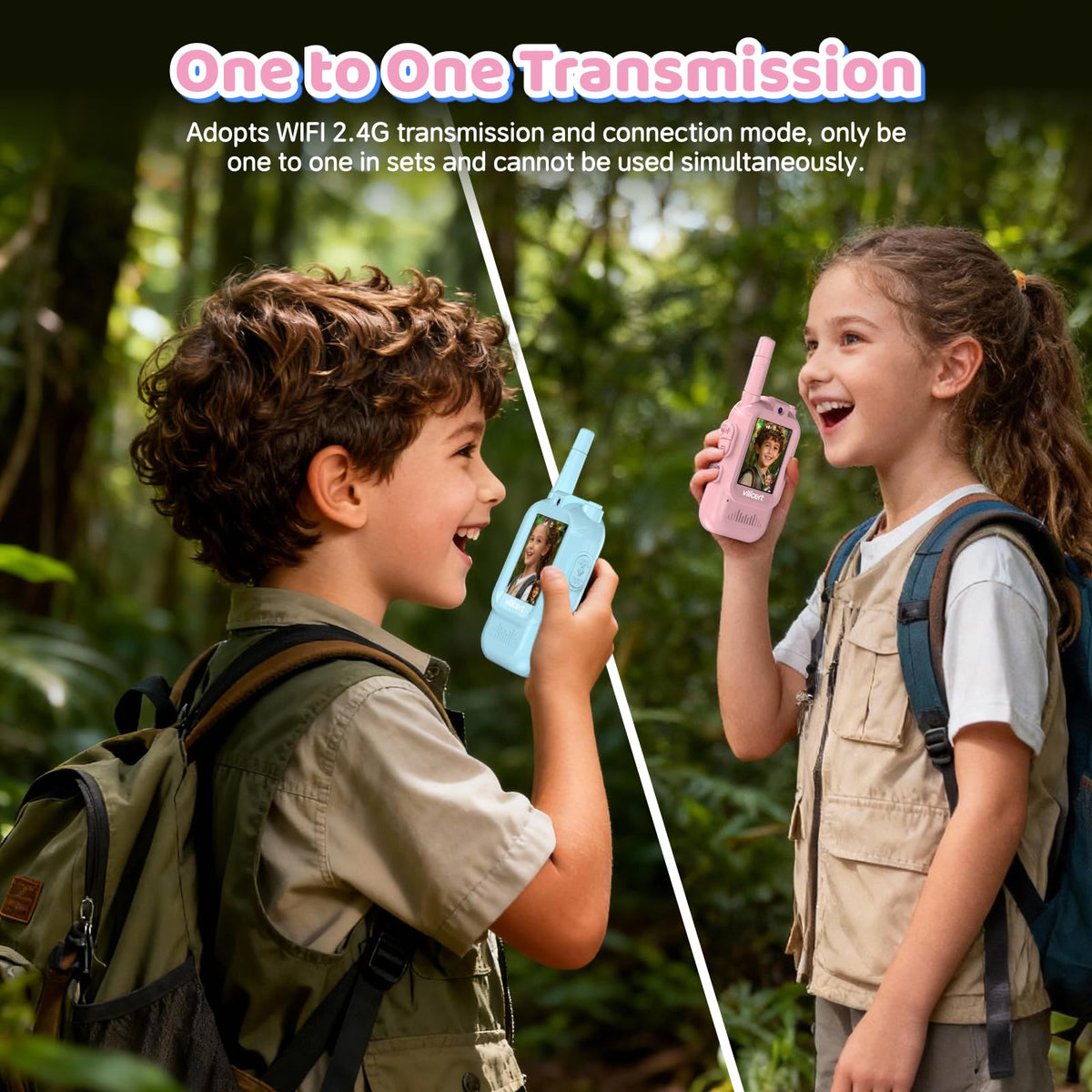 Kid-friendly ergonomic design of Vilicert walkie talkies fits small hands