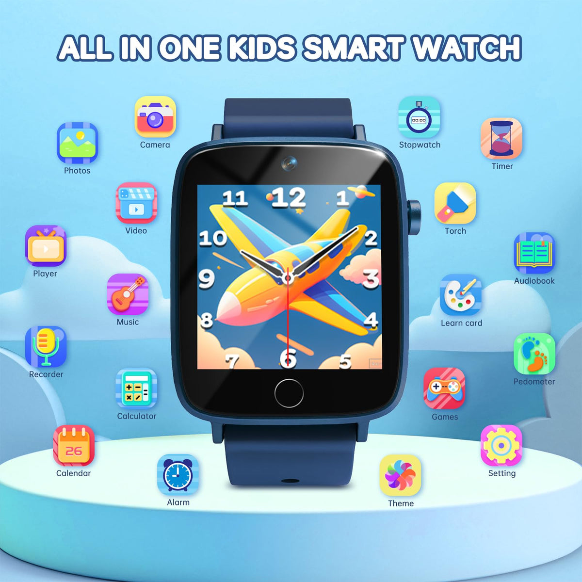 Vilicert kids smart watch camera shot showing selfie camera and playfulness.