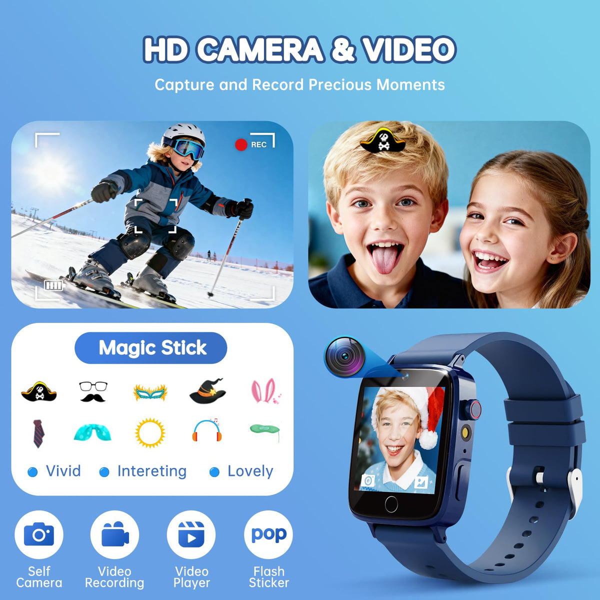 Vilicert kids smart watch music player interface for offline tunes.