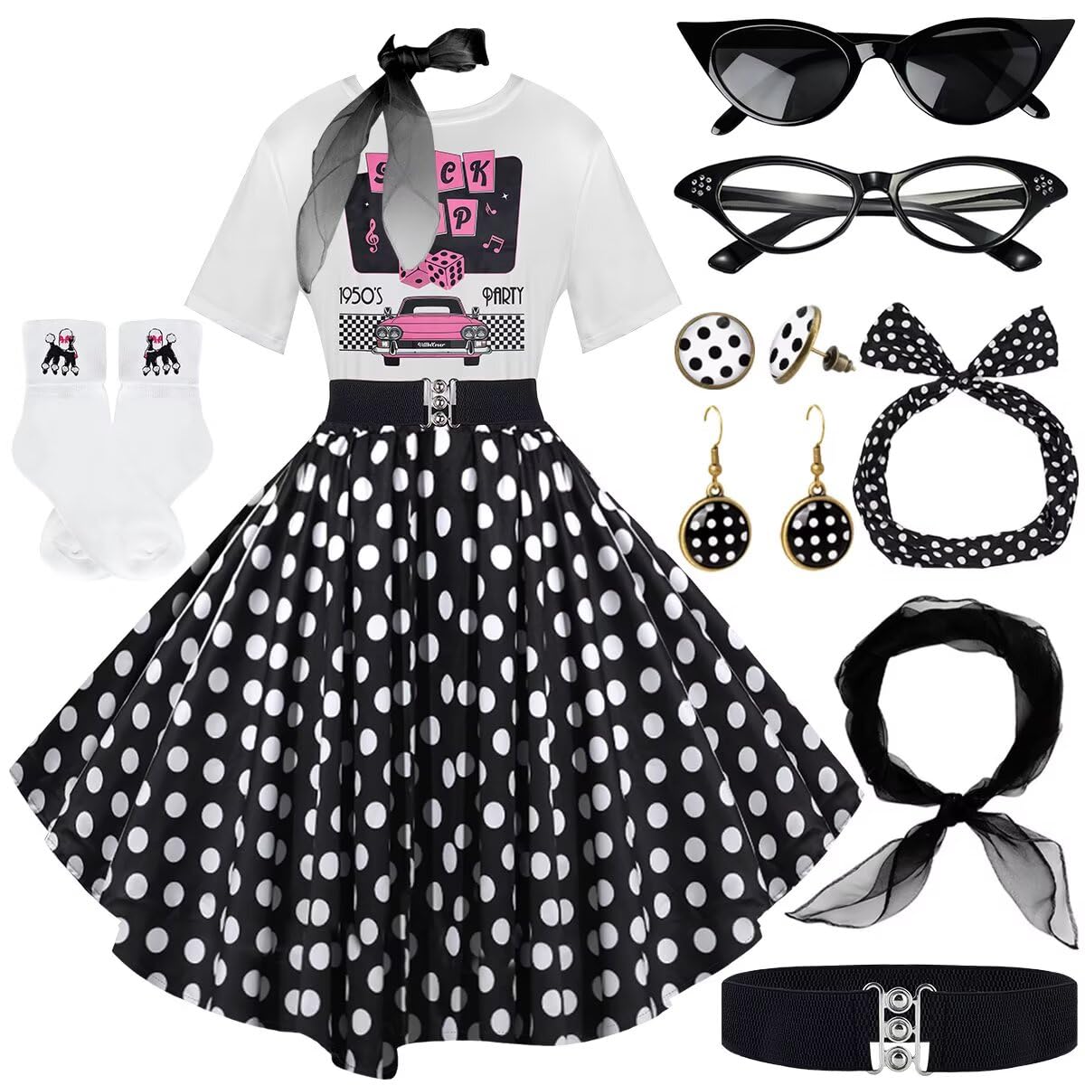 VillbeCoser 1950s poodle skirt centerpiece for retro-inspired looks
