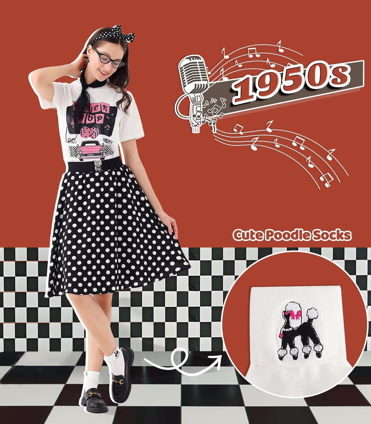 VillbeCoser poodle socks complete a coordinated retro look