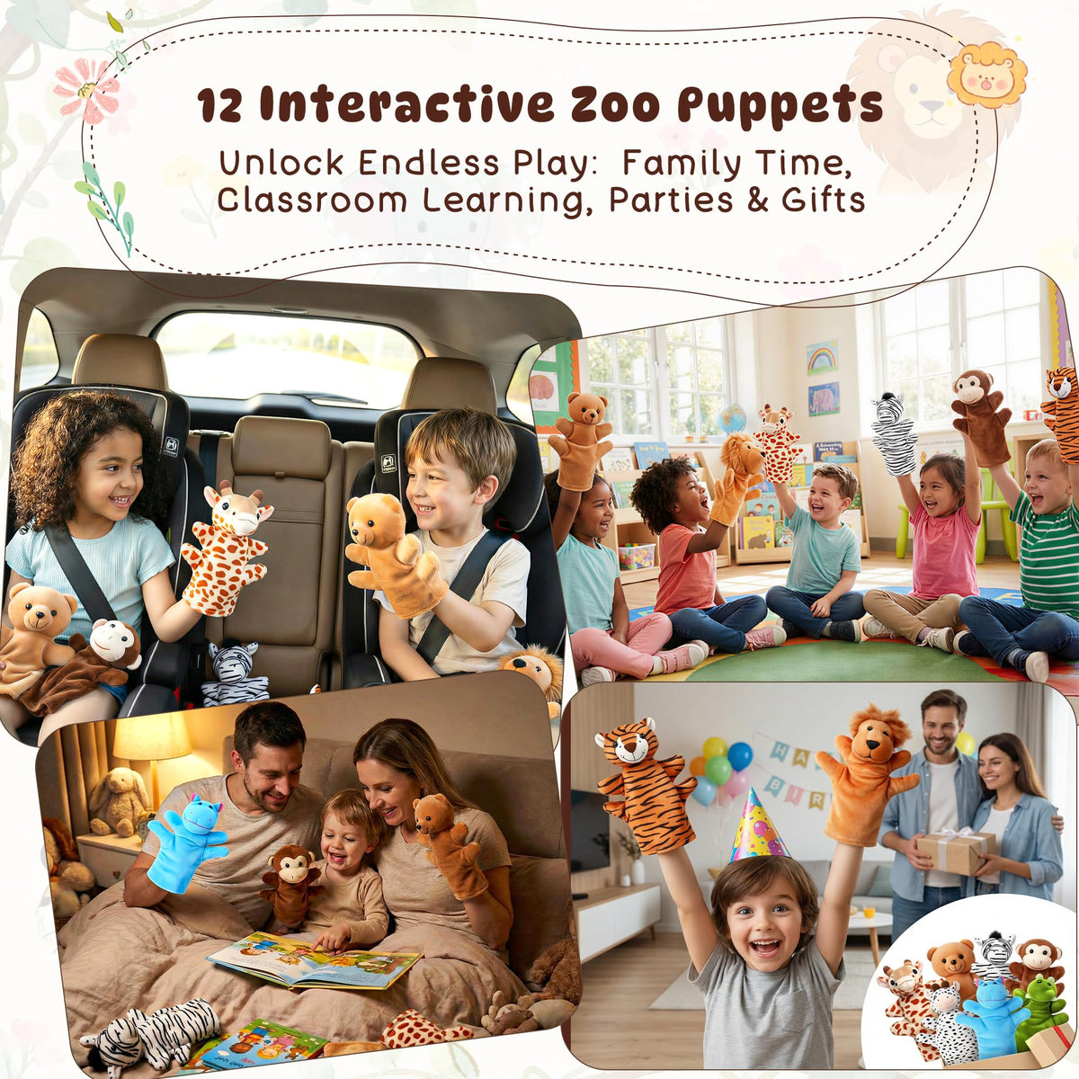 ViLSOM hand puppet lion encourages bold characters and group performances.