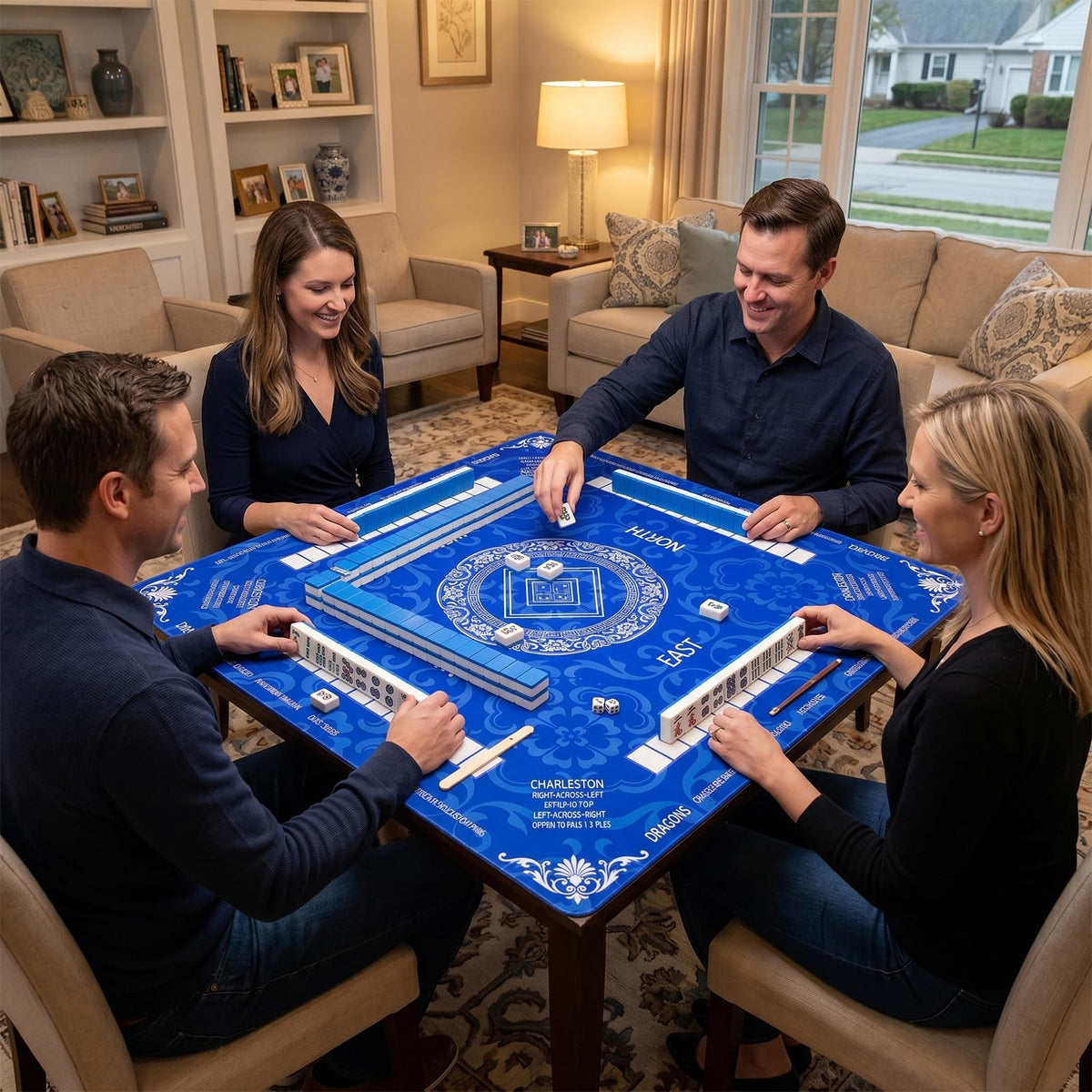 Viluda mahjong mat gift-ready blue elegant addition for game nights.
