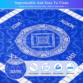 Viluda mahjong mat multi-game blue suitable for poker, dominoes, and board games.