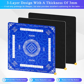 Viluda mahjong mat universal-fit blue fits most tables for versatile use.
