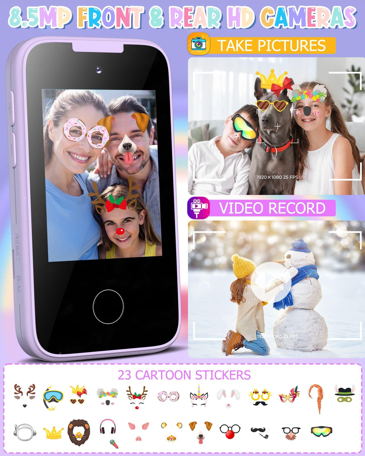 Vimorg Kids Smart Phone 2.8-inch IPS screen for clear visuals