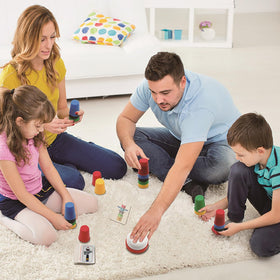 Vinciph Quick Cups encourage parent-child bonding during a family game night.