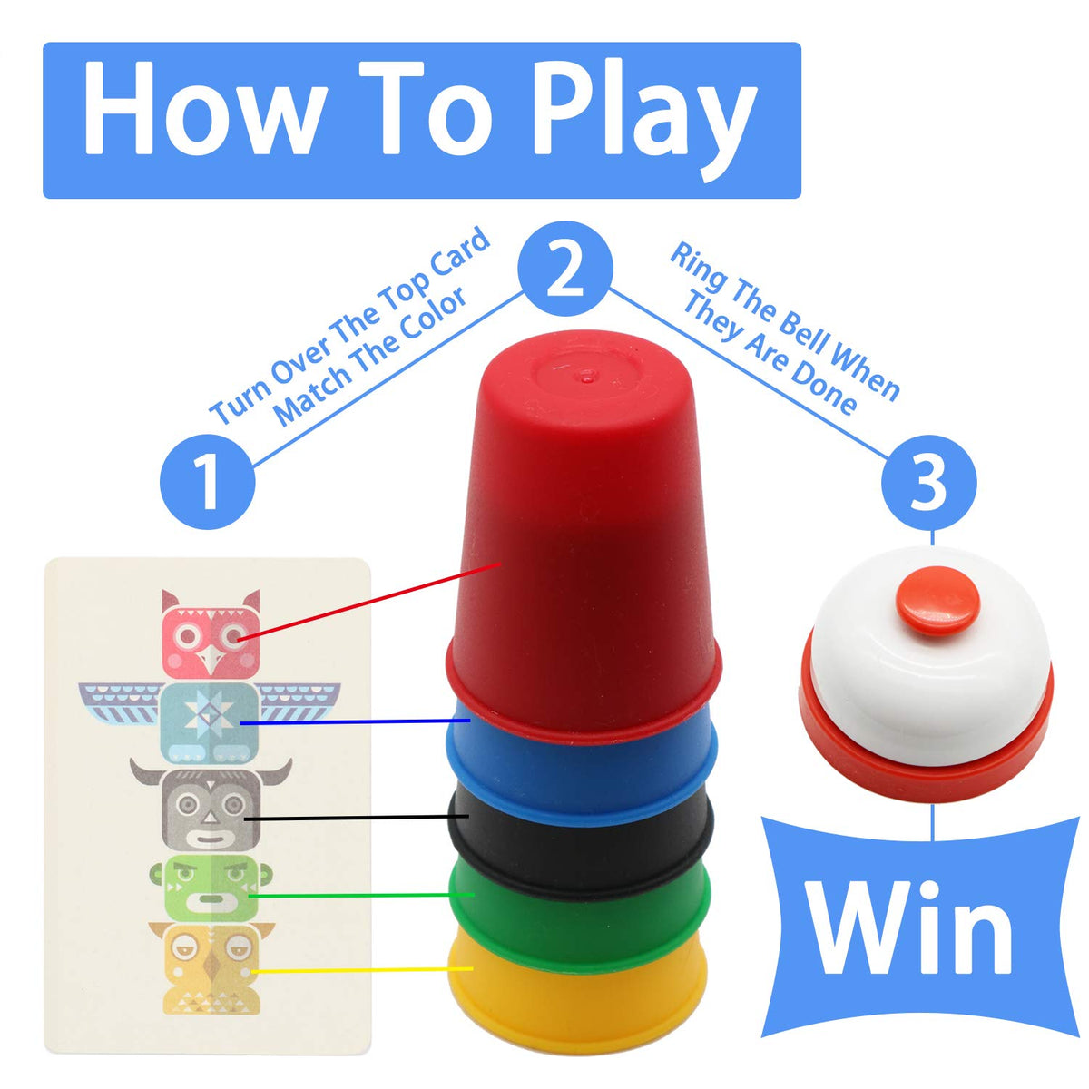 Vinciph Quick Cups with colorful picture cards for visual matching play.