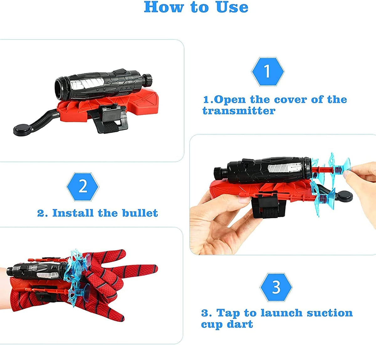 Vinciph Spider Silk Launcher suction cup dart, safe indoor play ready to aim and attach.