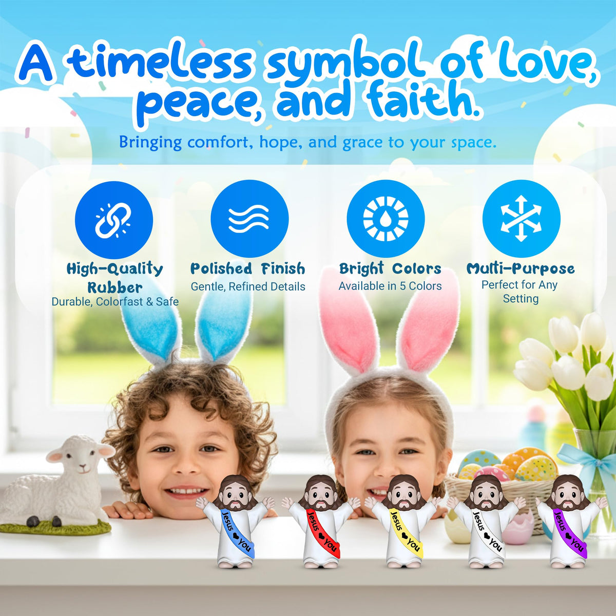 VINETEN Jesus loves you figurine colorfully designed for Christmas or Sunday school.