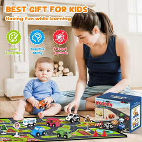 Vinkp smooth wooden cars are splinter-free and kid-friendly for small-finger play.