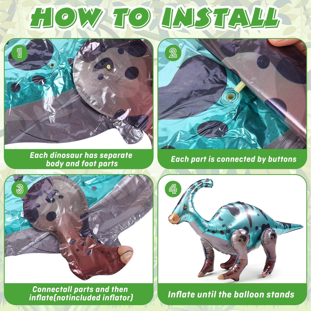 Vinsot 3D aluminum foil dinos offer reusable colorful props.
