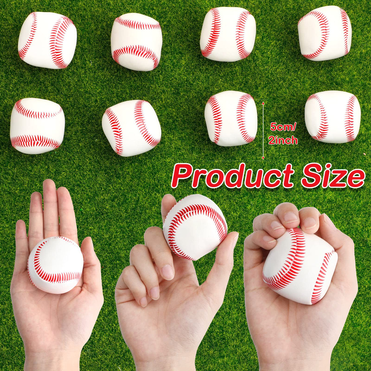 Vinsot baseball design stress ball, white, keeps hands busy during parties or classroom activities.
