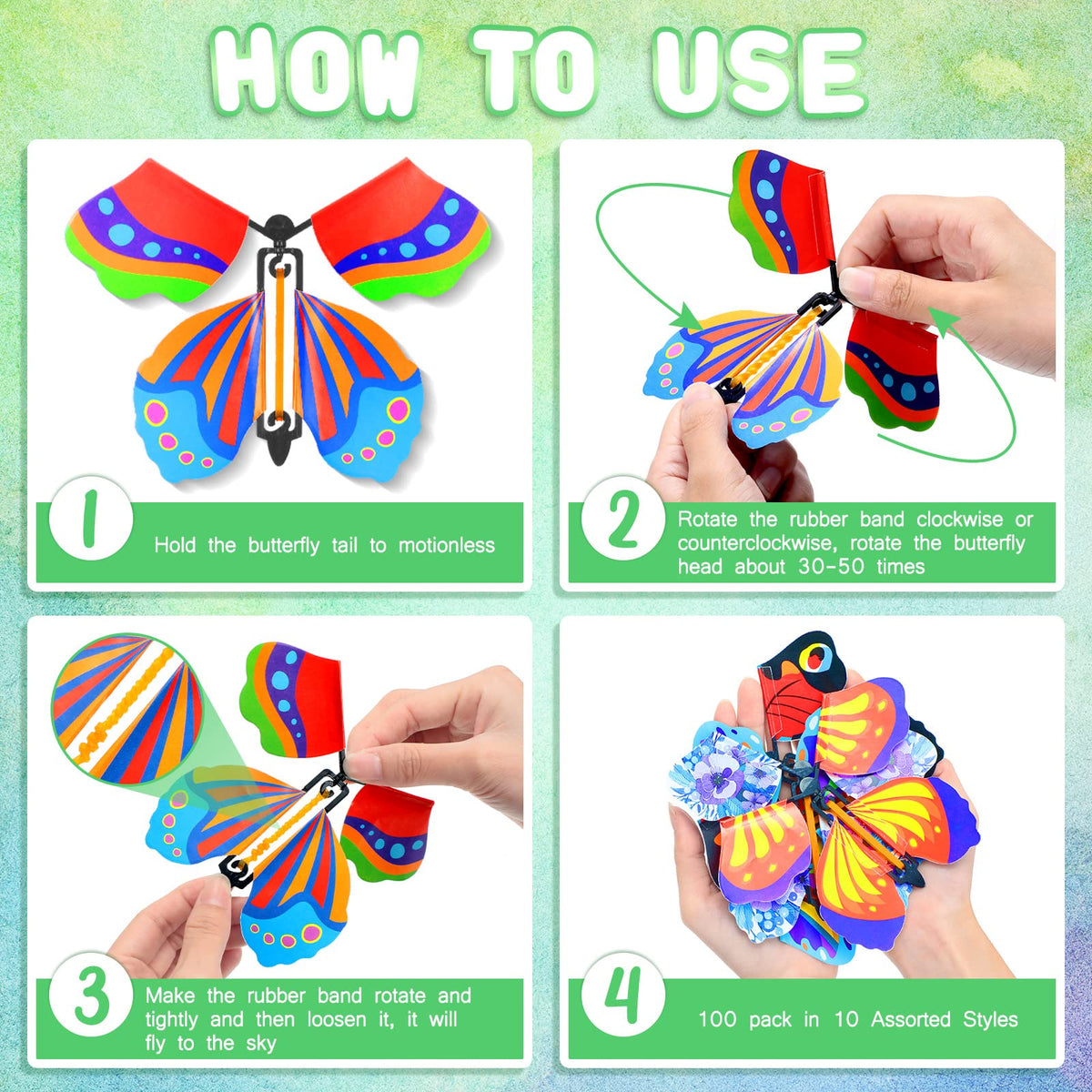 Vinsot butterfly head rotation in action demonstrates simple wind-up play.