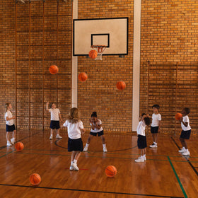 Vinsot orange mini basketball floats for pool play days.