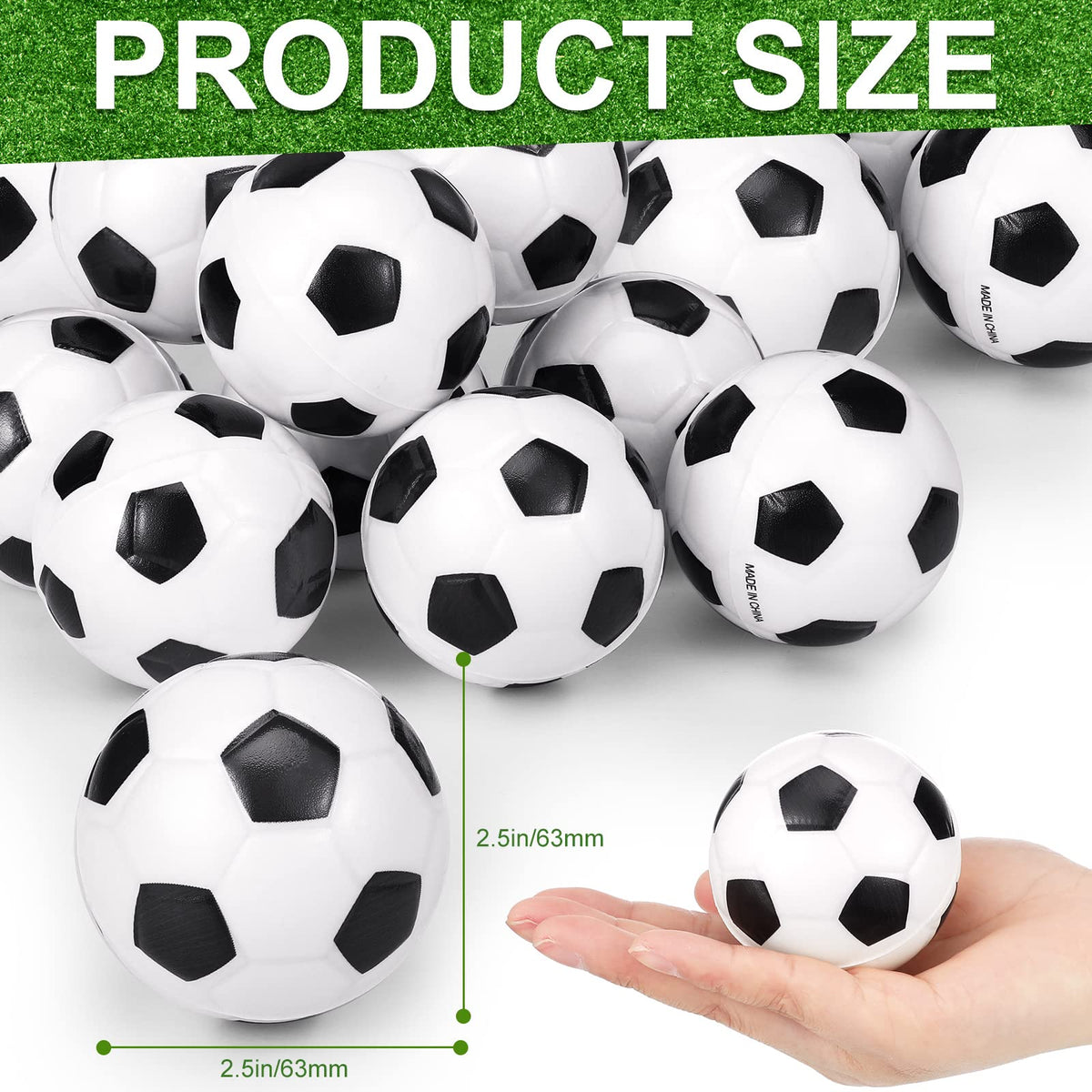 Vinsot 2.5-inch foam soccer ball, ideal for hand exercise and stress relief during breaks.