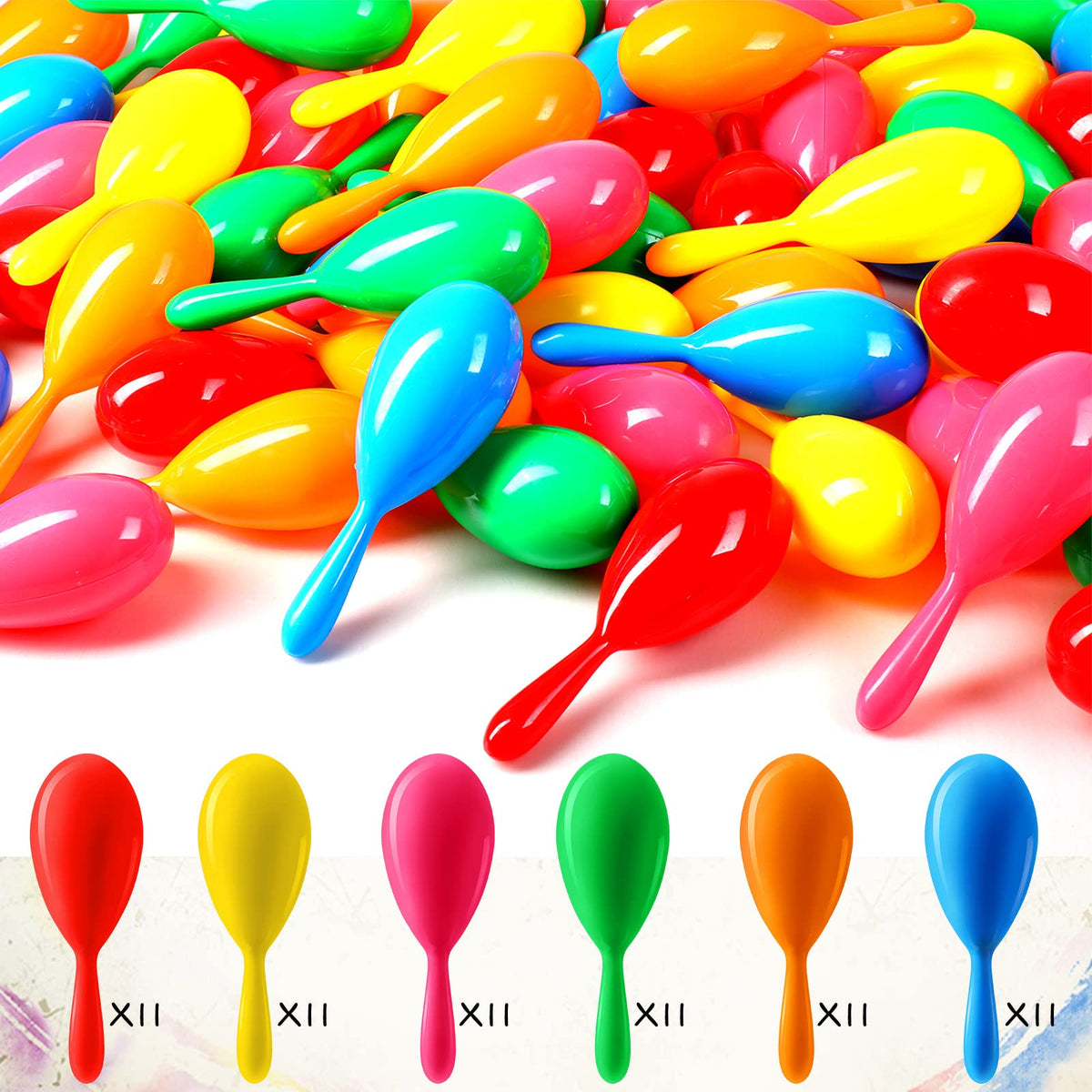 Vinsot neon mini maracas red lively sound for celebrations and learning.