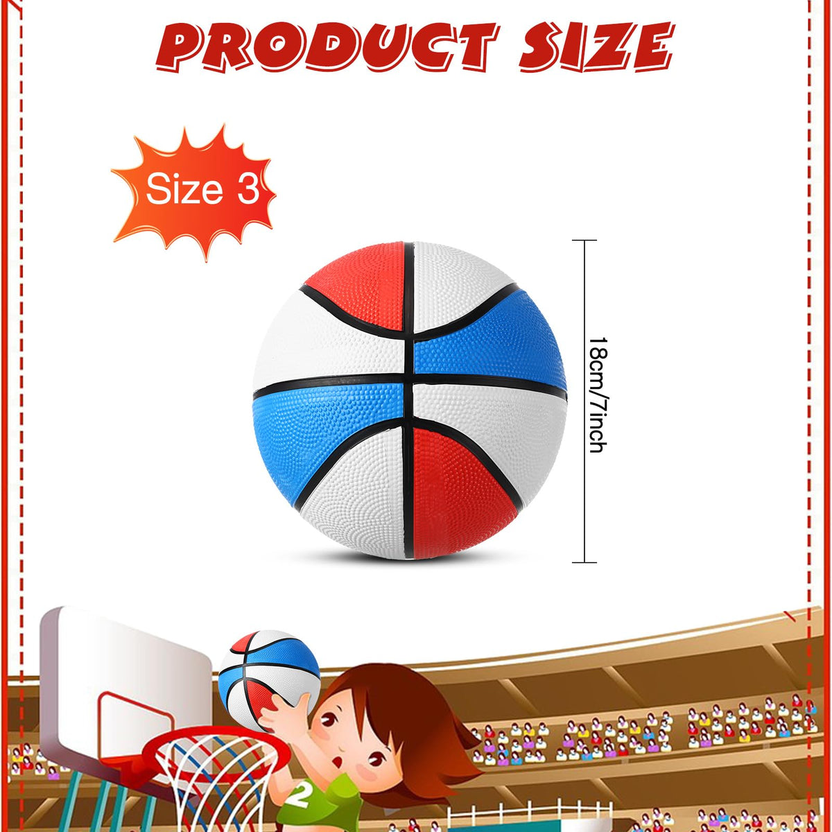 Vinsot seven-inch red, white and blue balls for arcade-style fun.