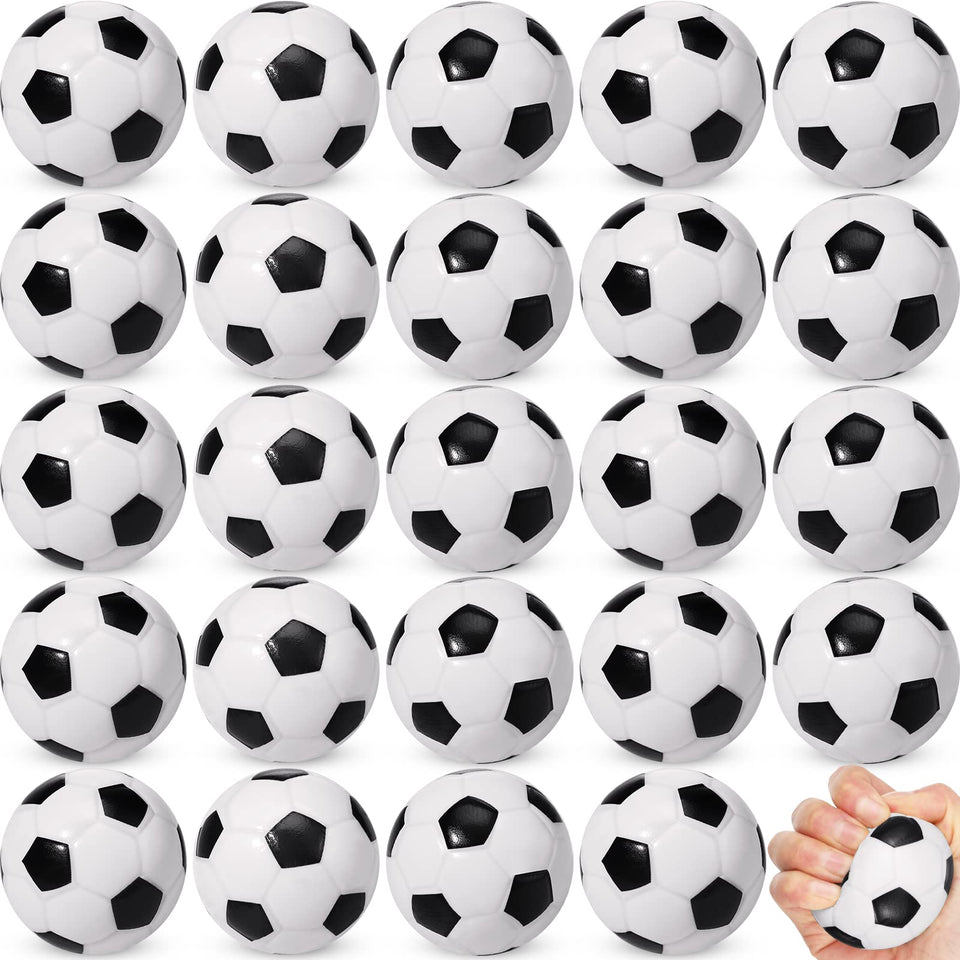 Vinsot soccer stress ball 2.5-inch, classic black and white, for hand exercise and focus.