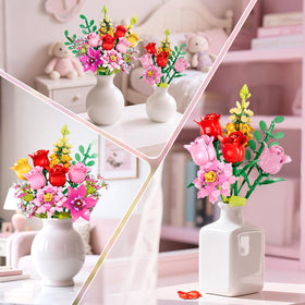 VINTOP DIY flower bouquet building set close-up of interlocking pieces.