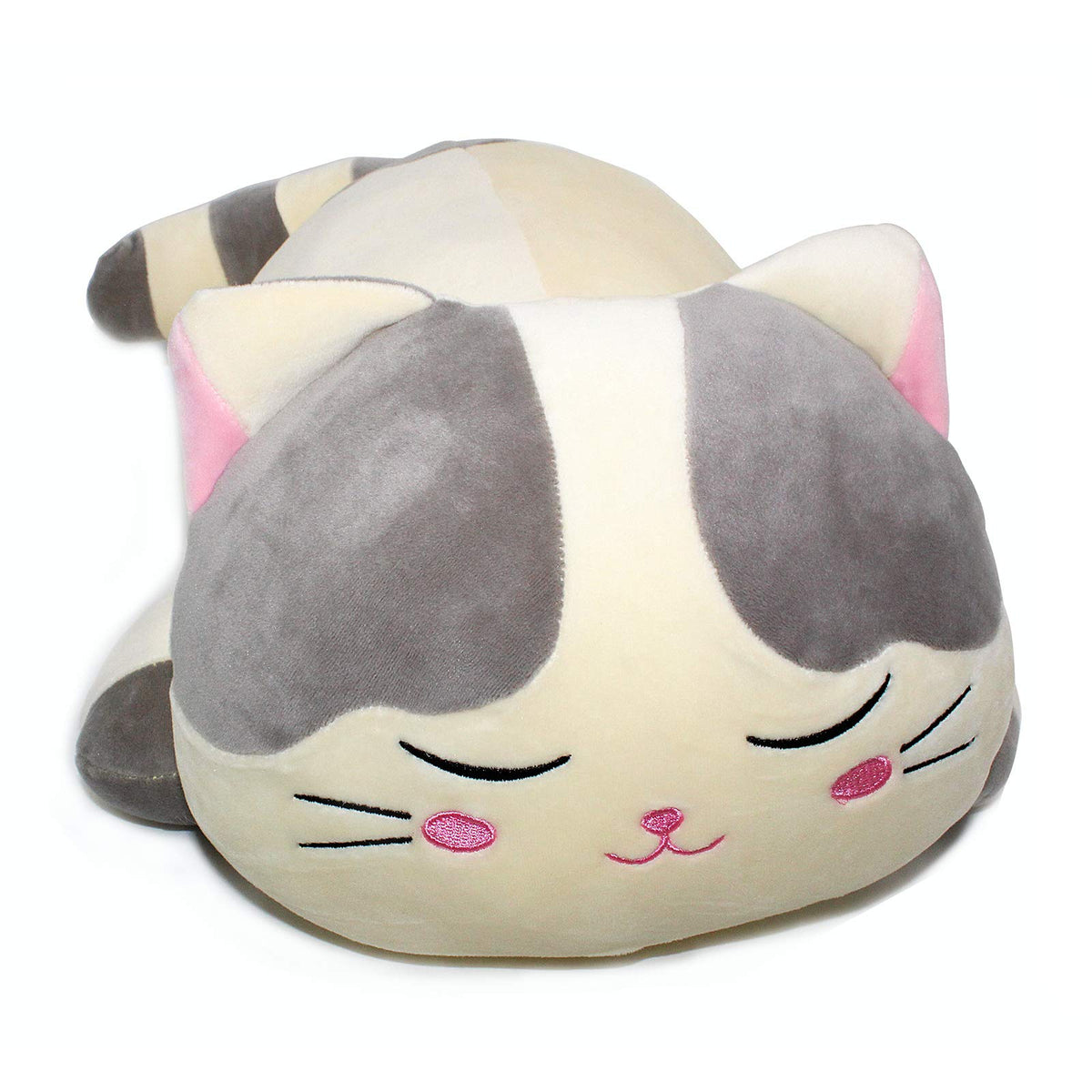 Vintoys cat hugging pillow in office chair for a refreshing nap