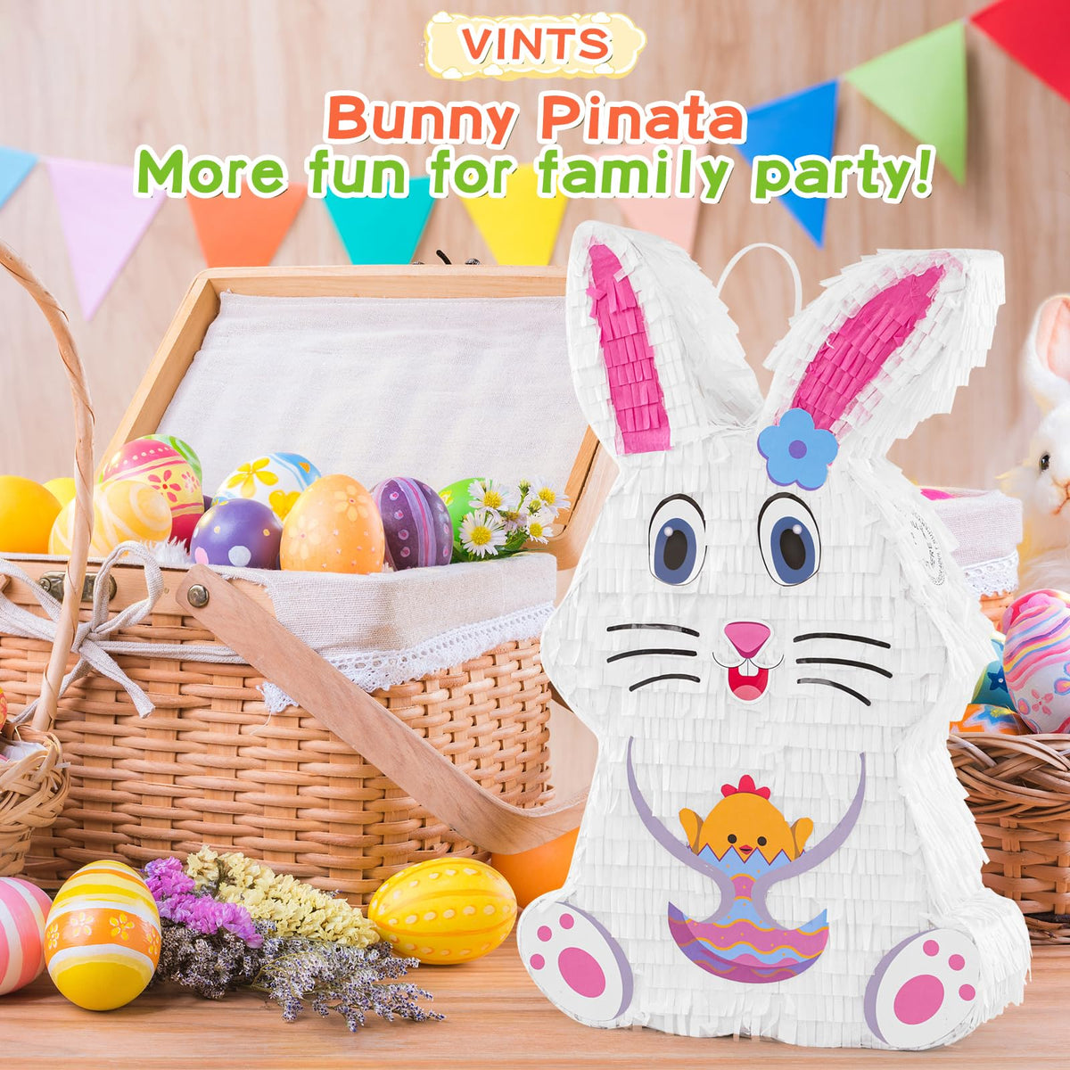 VinTS Bunny Pinata decor display ready for home or party spaces
