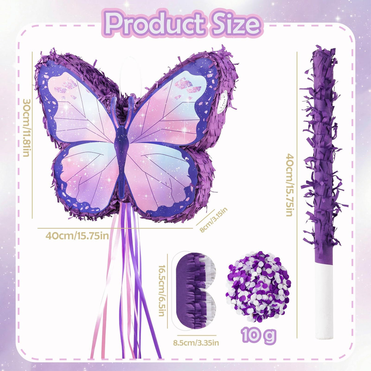 VinTS Butterfly Piñata hanging design with loop enables easy outdoor or indoor display.