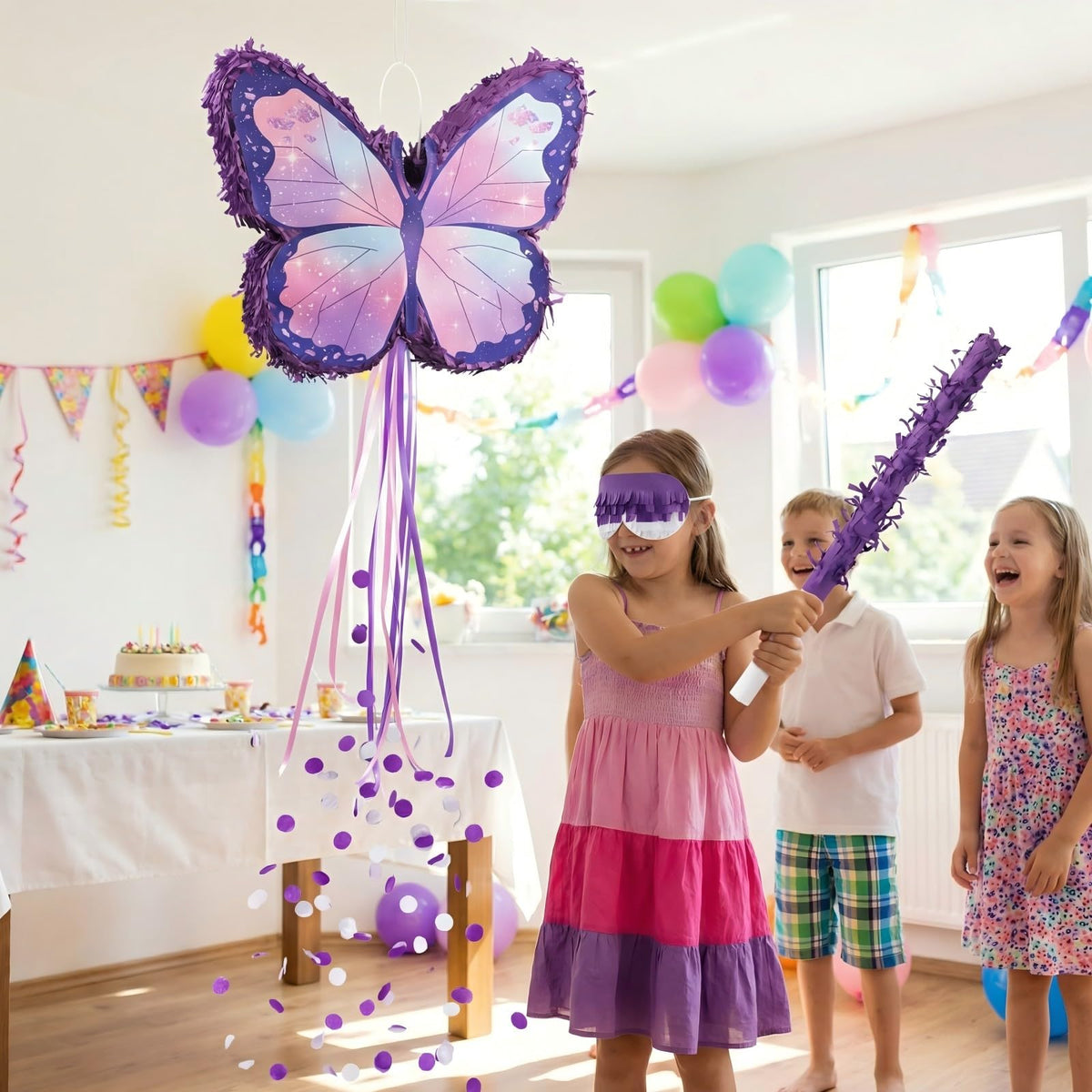 VinTS Butterfly Piñata set delivers a ready to hang décor and activity option.