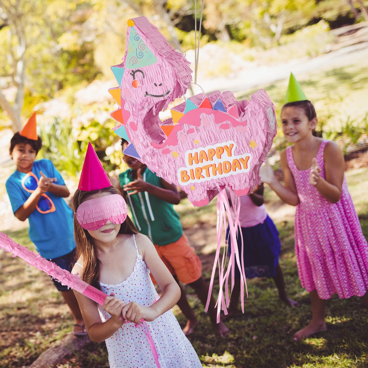 VinTS pink dinosaur pinata confetti pack adds festive sparkle