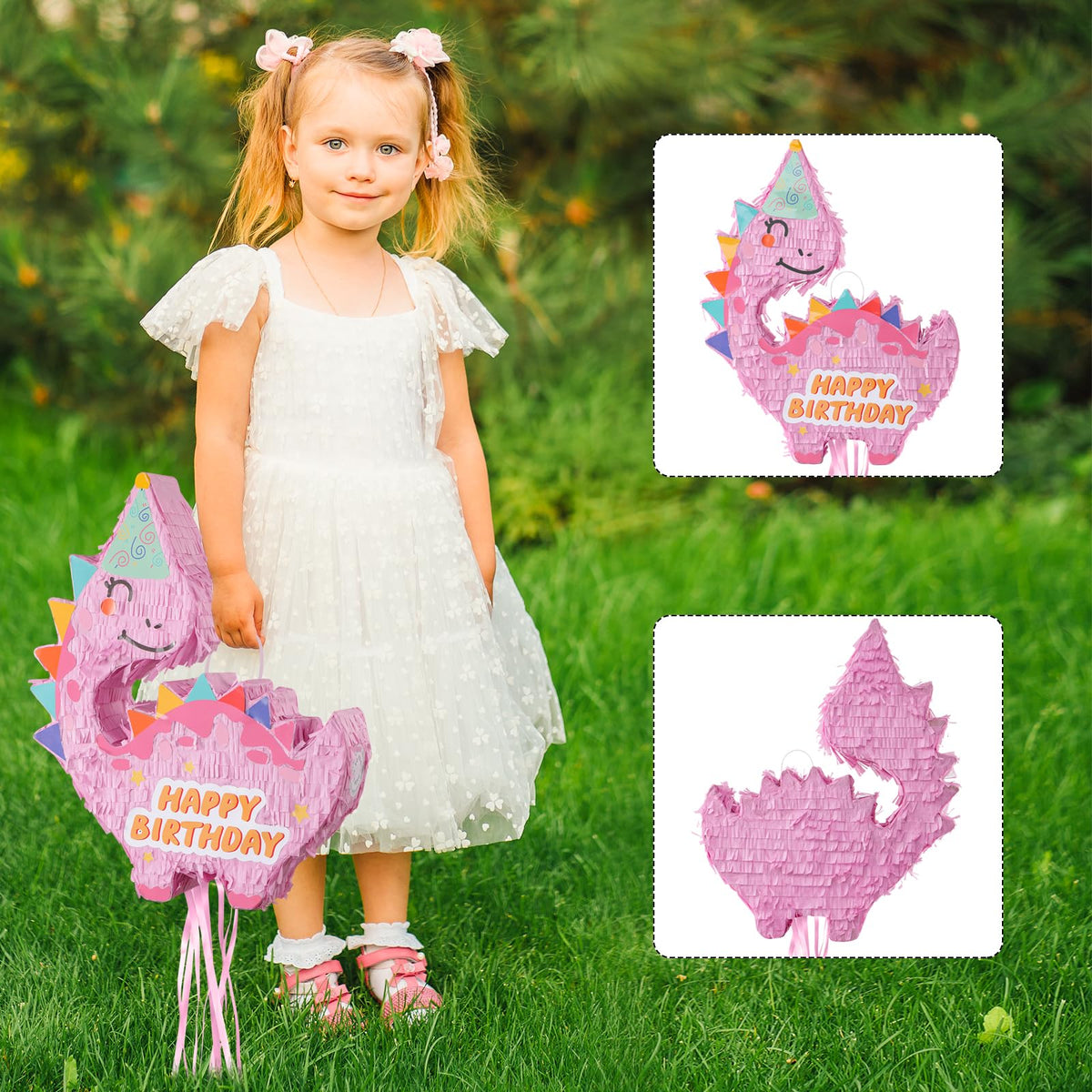 VinTS pink dinosaur pinata glow in the dark dinosaurs lighting up the party