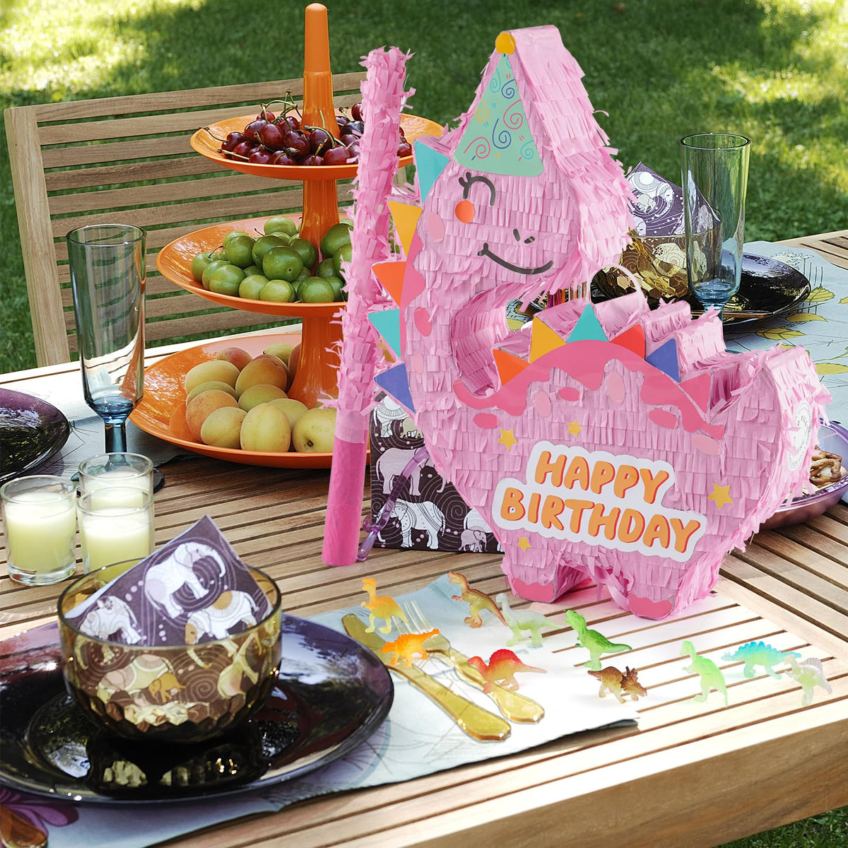 VinTS pink dinosaur pinata size 16 by 12 by 3 inches for candy fill