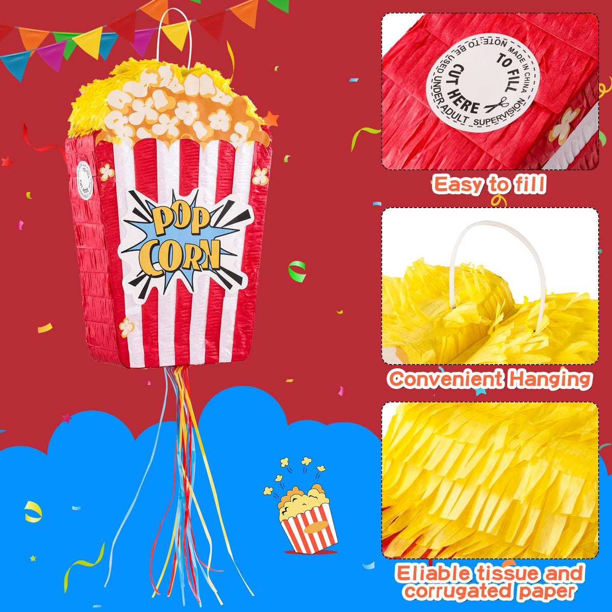VinTS popcorn pinata filled area outline and filling mouth detail