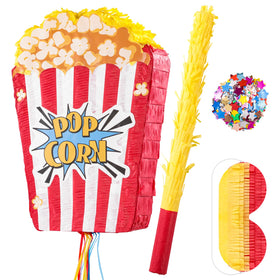 VinTS popcorn pinata front view with colorful circus design for parties