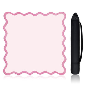 VioraWhite mahjong travel mat with pink scalloped edge for stylish, stable play.
