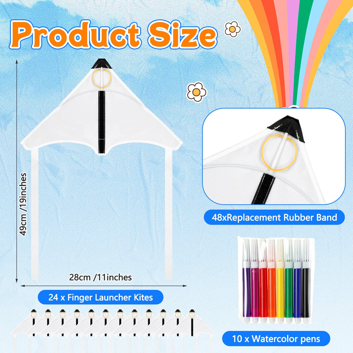 VioraWhite mini catapult kite blank surface ready for coloring