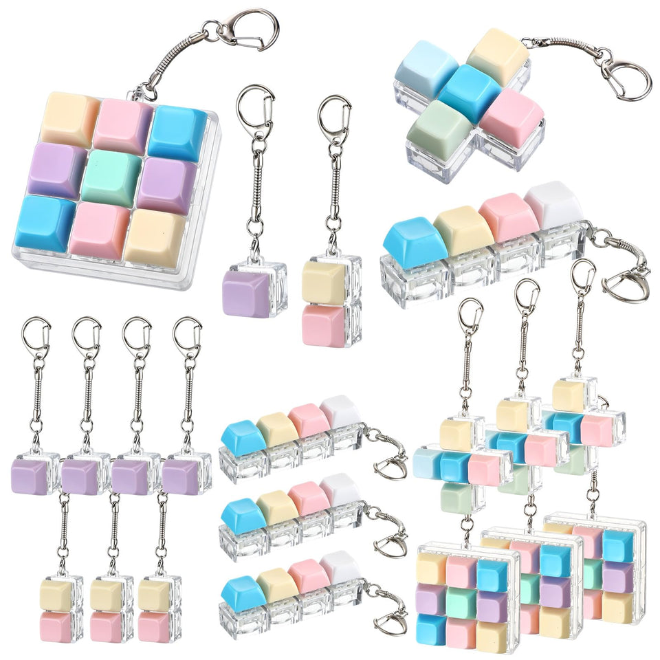 VioraWhite 8-clicky keyboard fidget keychain offering tactile feedback for work