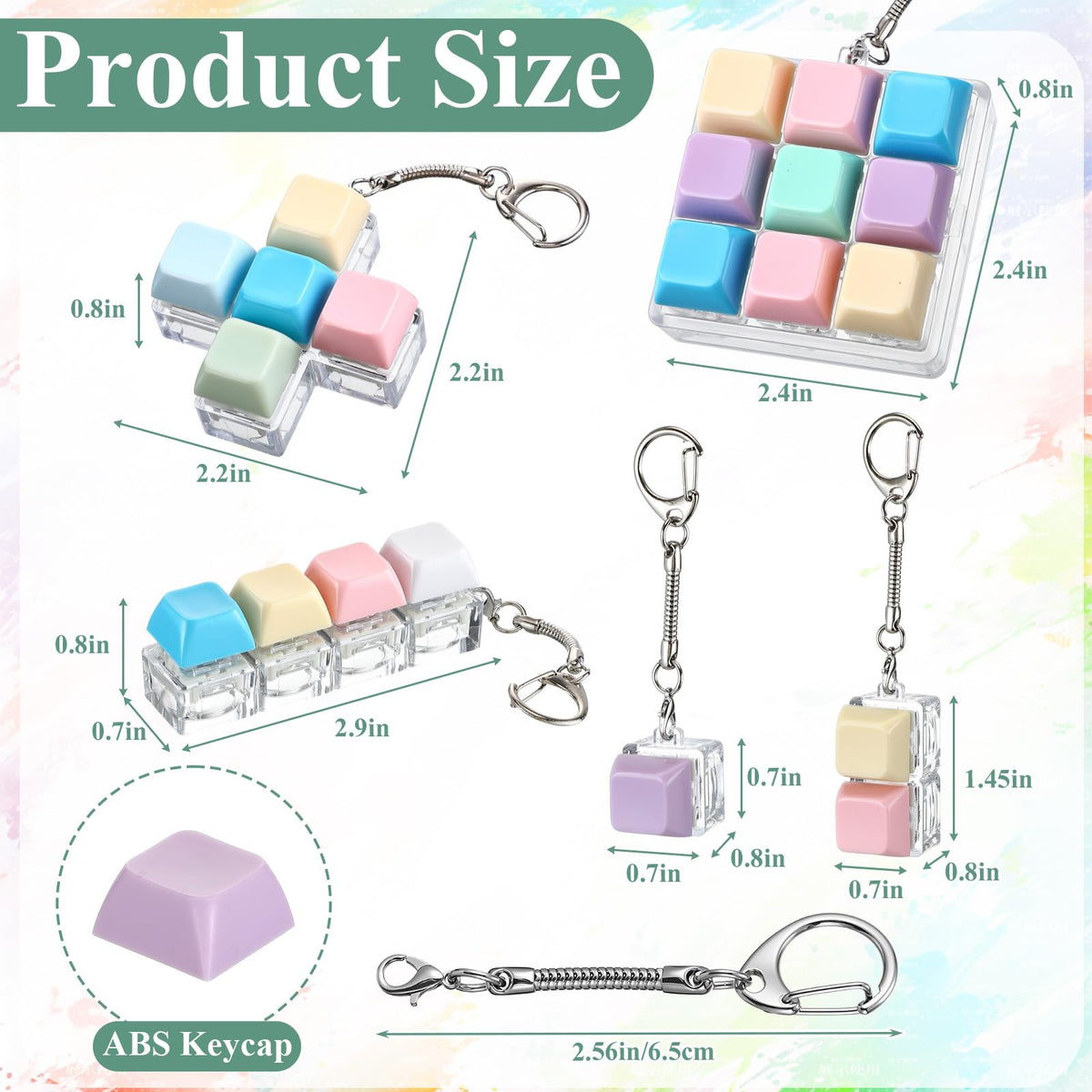VioraWhite 8-silent keyboard fidget keychain for discreet focus in quiet spaces