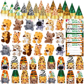 VioraWhite adopt safari animal set with plush toys for party activities.