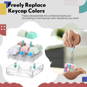 VioraWhite 10-pack keyboard fidget keychains with nine keycaps for varied clicks