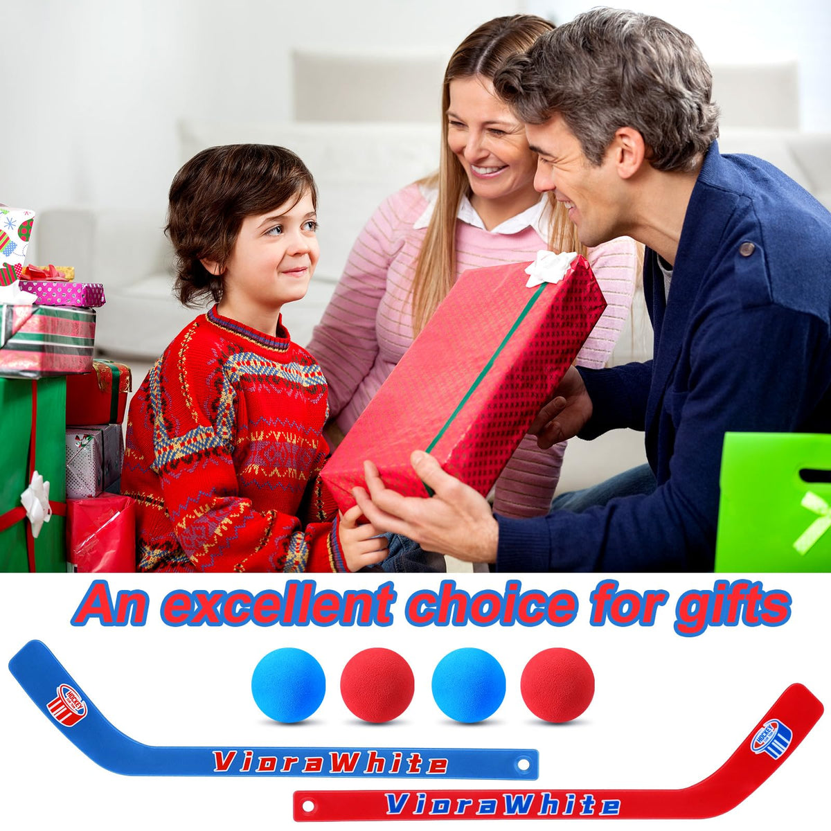 VioraWhite gift-ready knee hockey set suits birthdays or holidays