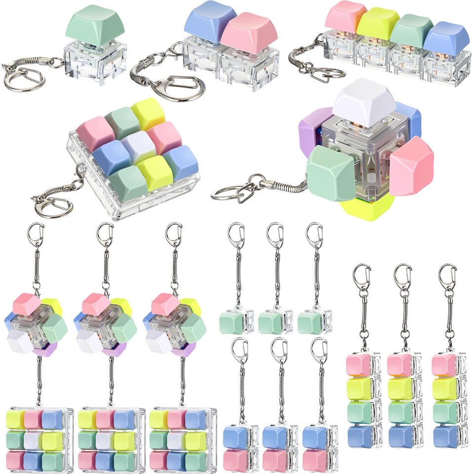 VioraWhite keyboard fidget clicky keychain in bright color for focused work.